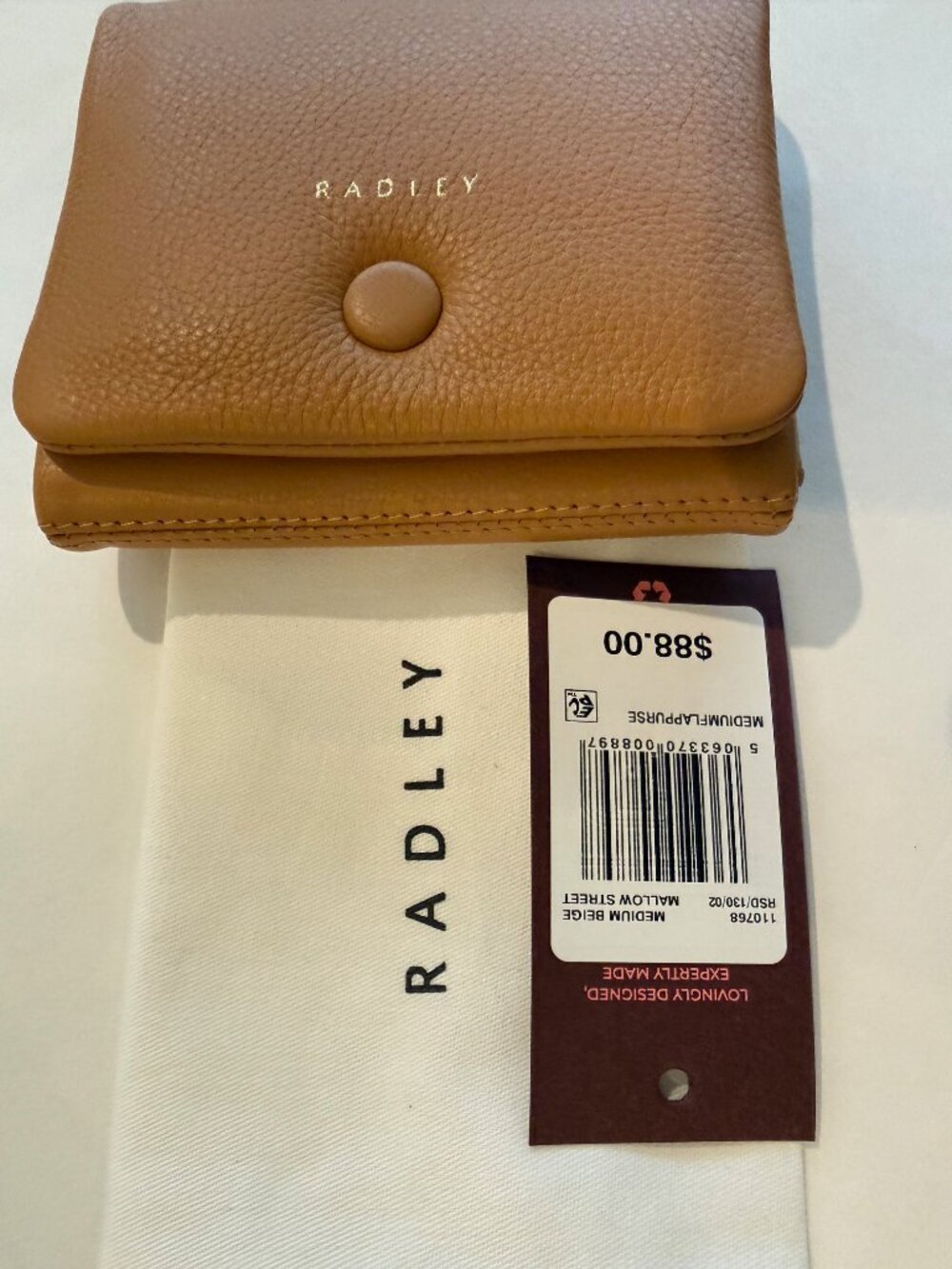 Radley London Womens Leather Mallow Street Small Flapover Purse,beige,butter